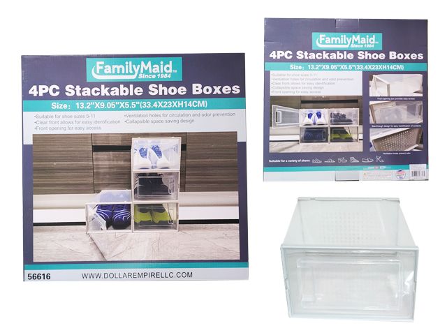 Sample Shoe Box Stackables 6 Bulk 4-Piece Stackable Shoe Boxes - at - bluestarempire.com