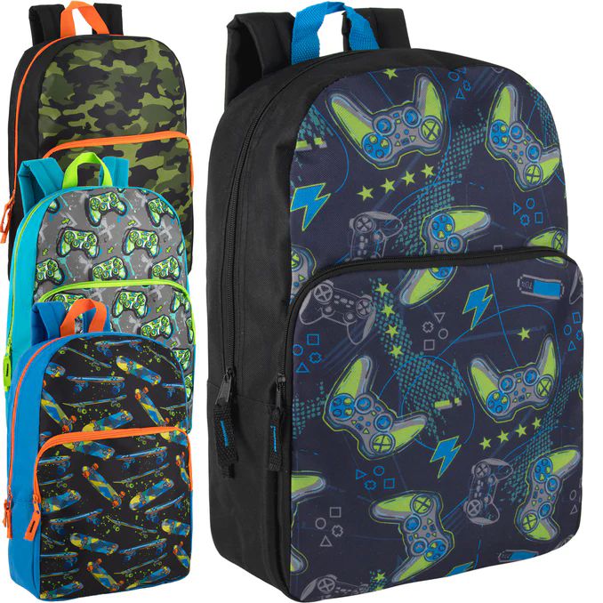 24 Bulk 17-Inch Printed Backpack - at - bluestarempire.com