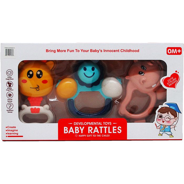 18 Bulk 3pc Baby Rattle Play Set In Window Box, 2 Assrt Styles - at ...