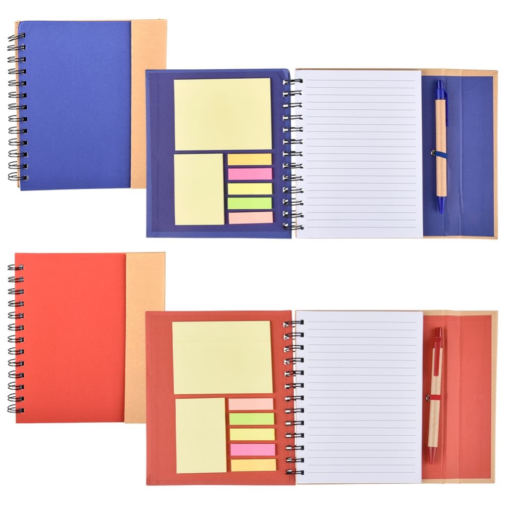 60 Bulk Deluxe Recycle Notebook W/ Pen And Sticky Notes (2 Asst.) 7 ...