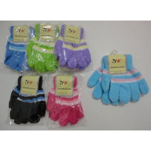 180 Bulk Girls 3 Color Chenille Gloves