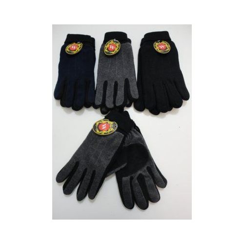 72 Bulk Men's Cuffed Gloves With Suede Palm (two Tone)