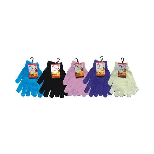 48 Bulk Ladies Chenille Glove Asst Colors