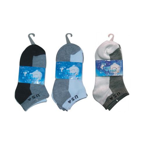 72 Bulk 3 Pair Solid Ankle Sock For Kids Size 6-8