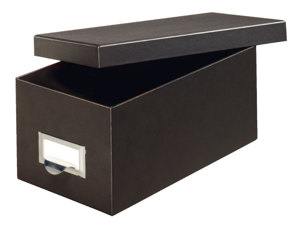 6 Bulk Fiberboard Index Card Storage Boxes, 3" X 5" Card Size, Solid Black at