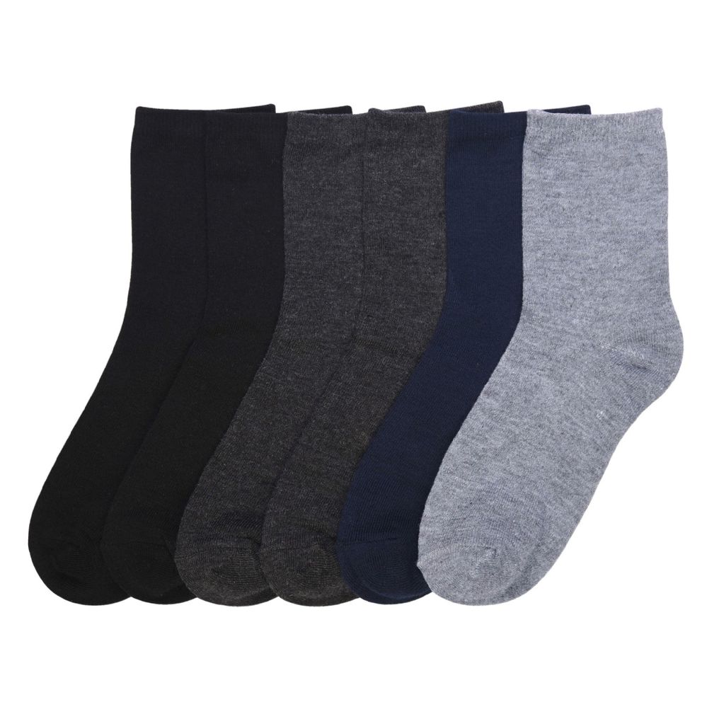 216 Bulk Boy's Plain Crew Socks Assorted 6-8