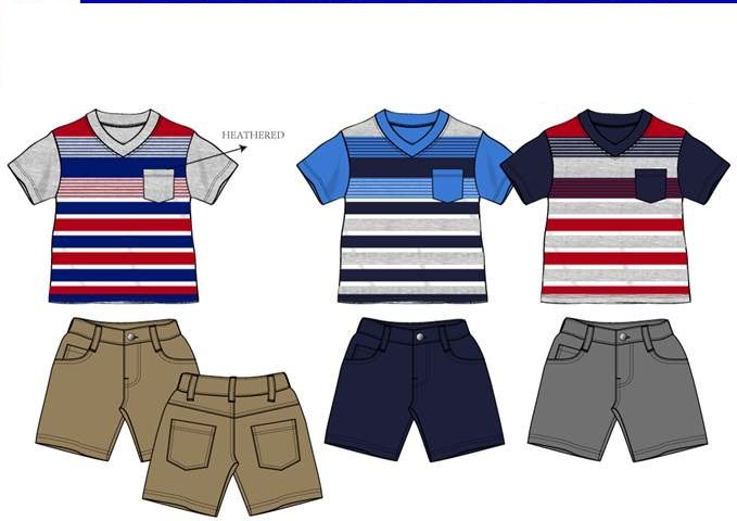 36 Bulk Boys Twill Short Sets 3 Colors Size 2-4t