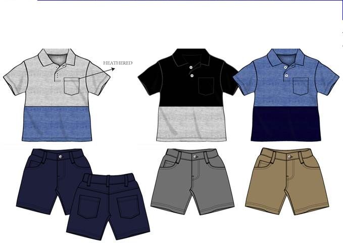 36 Bulk Boys Twill Short Sets 3 Colors Size 2-4 T