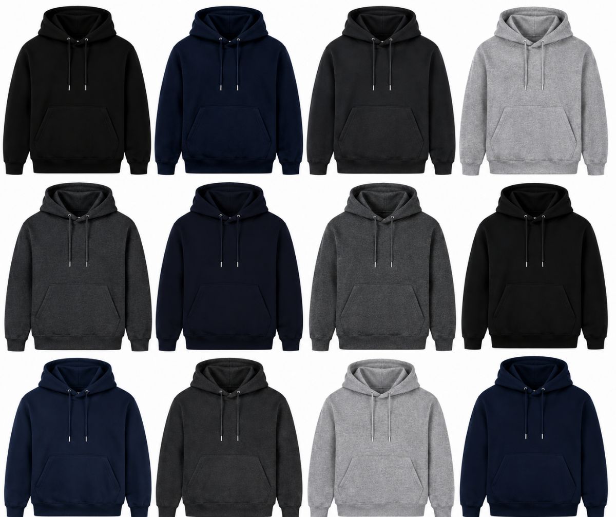 24 Bulk Cotton Fleece Assorted Mixed Color Hoodie With Draw String Closure Size 2XL
