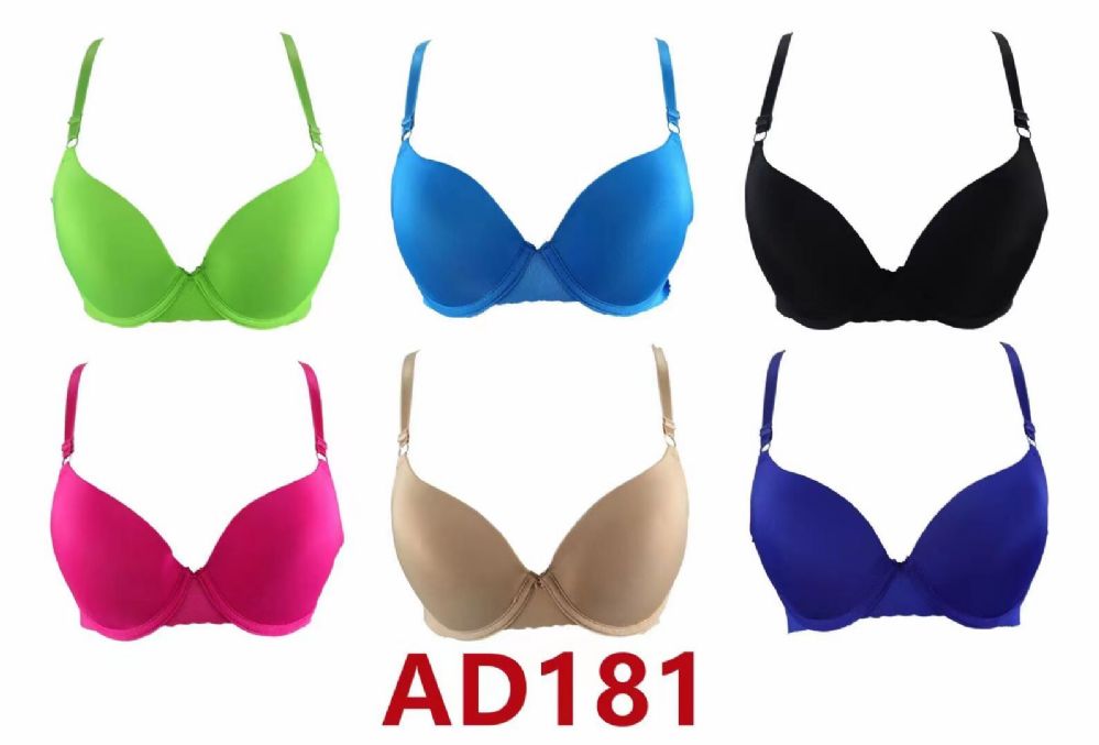 240 Bulk Fashion Padded Bras Packed Assorted Colors With Adjustable Straps  Size 32 B To 42 D