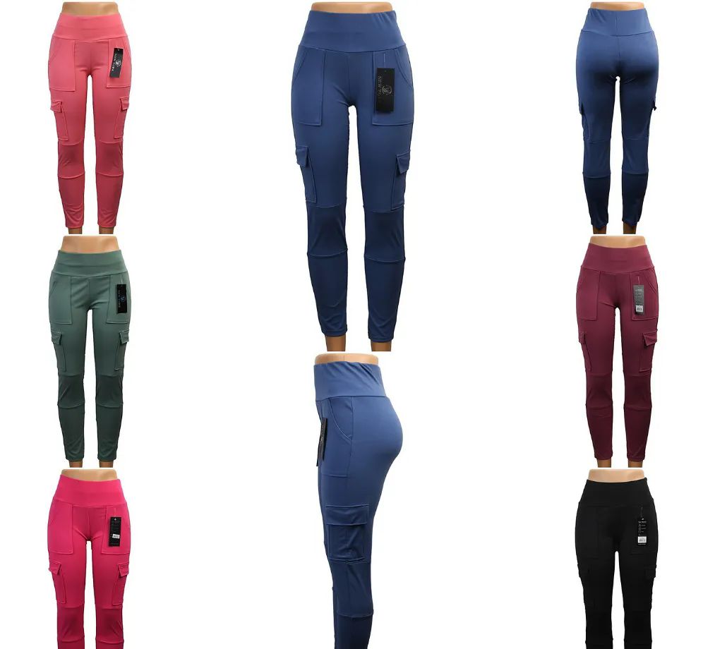 24 Bulk Womens Four Pocket High Waist Leggings Size S / M at