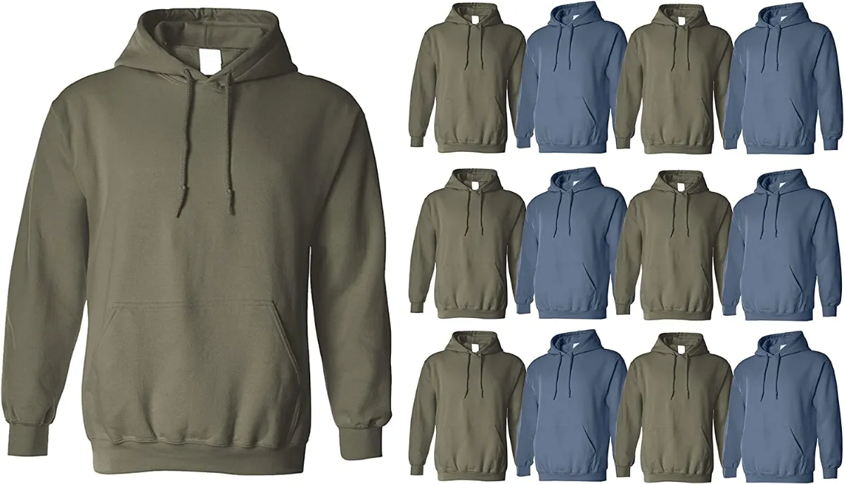 12 Bulk Men's Irregular Cotton Hoodie Sweatshirt In Assorted Colors 2xlarge