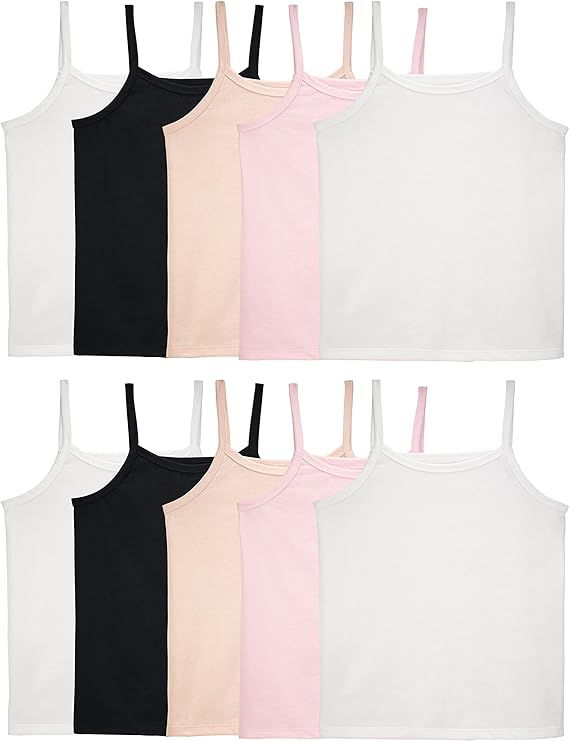 72 Bulk Girls Cotton Camisole Top In Assorted Colors Size L
