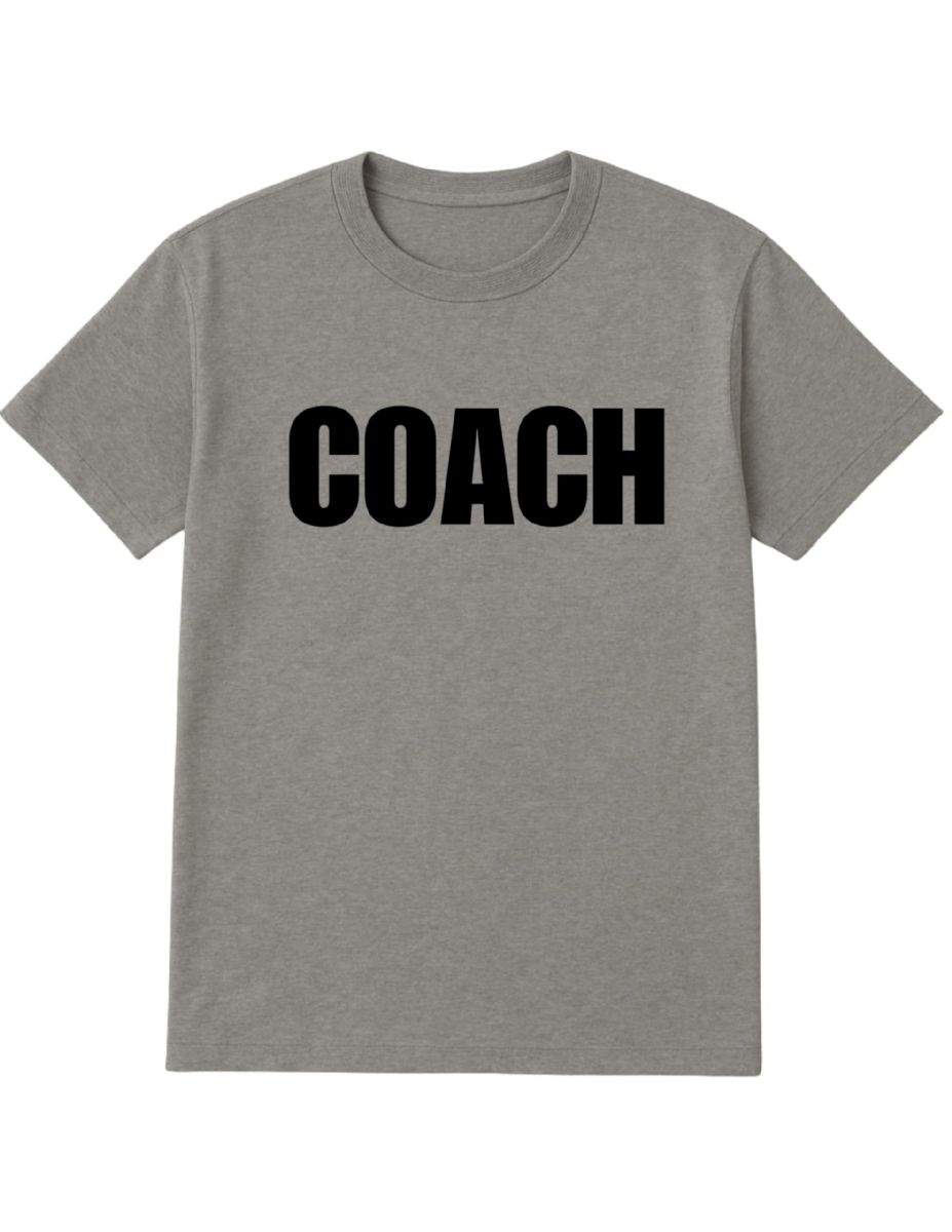 12 Bulk Gray Coach T-Shirt Size L, Cotton Blend Printed In Usa For Sports & Team Leaders