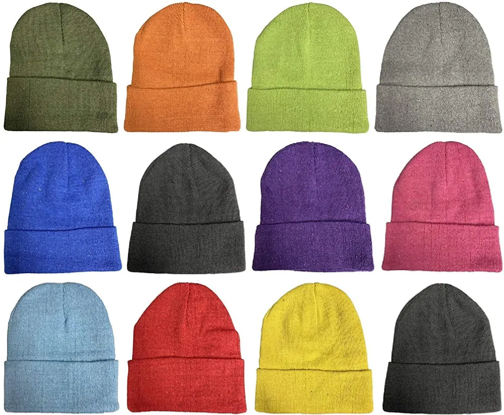 120 Bulk Kids Assorted Unisex Winter Warm Acrylic Knit Beanie