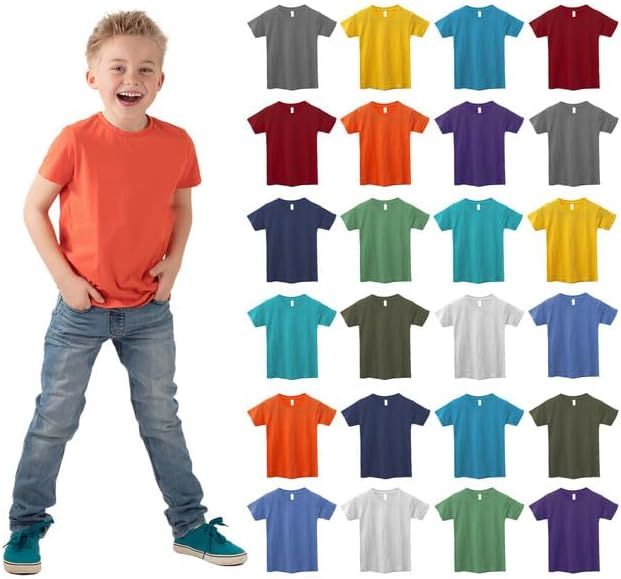 72 Bulk Kids Youth Cotton Assorted Colors T Shirts Assorted Sizes