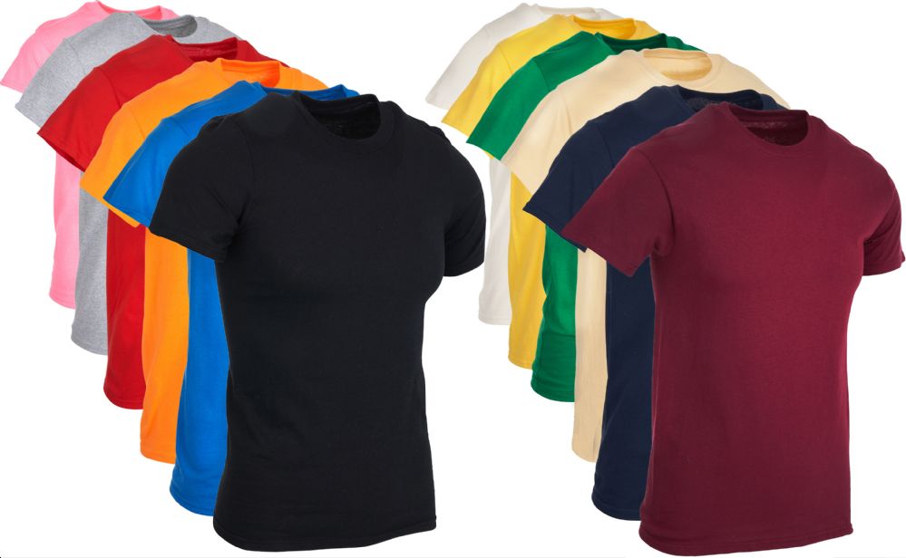 12 Bulk Men's Cotton Short Sleeve T-Shirt Size Large, Assorted Colors