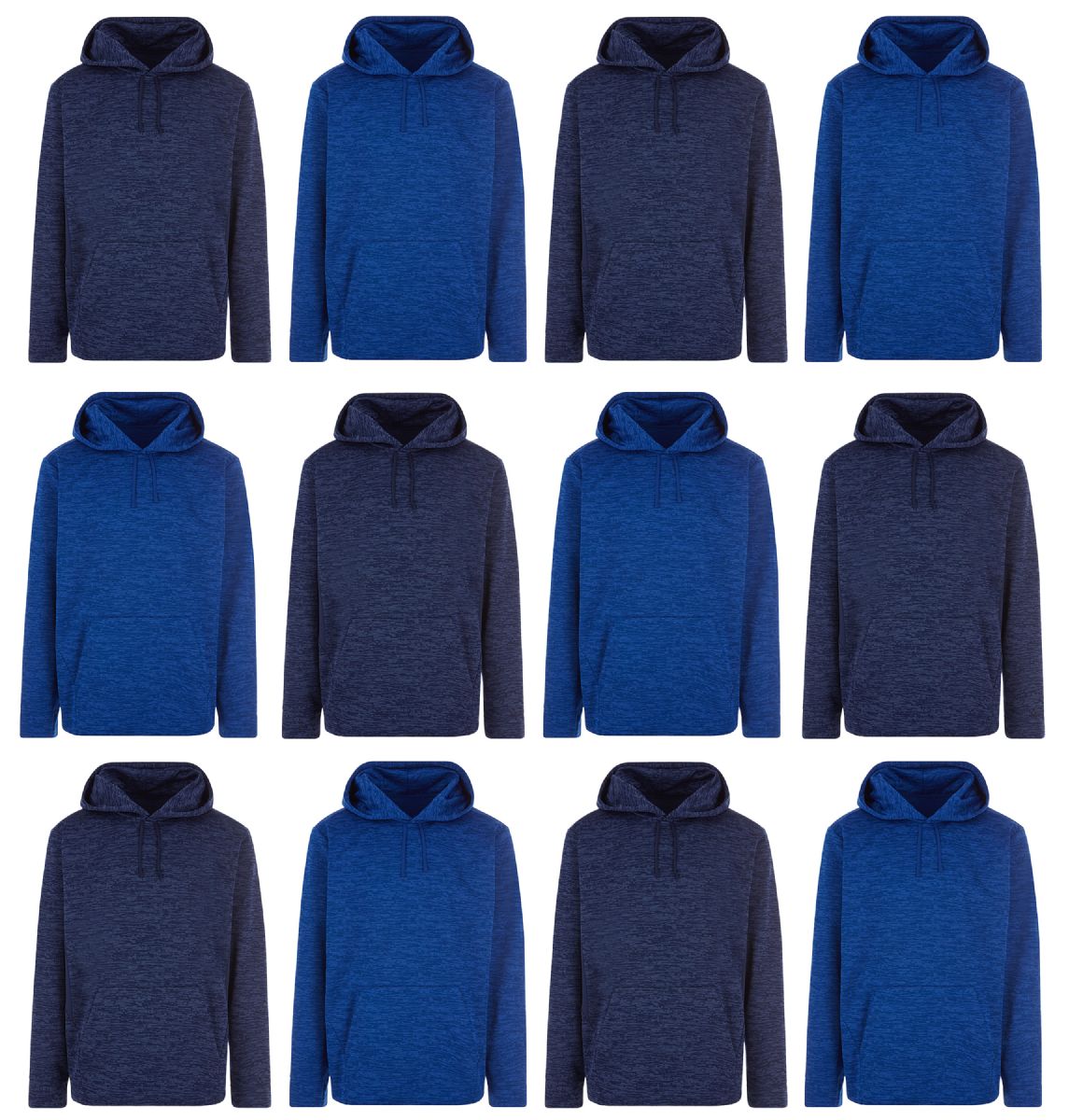 12 Bulk Men's Marled Assorted Color Hoodie Sweatshirt Size 2xlarge