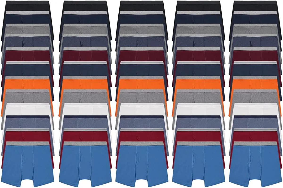 48 Bulk Men's Cotton Underwear Boxer Briefs In Assorted Colors Size Medium