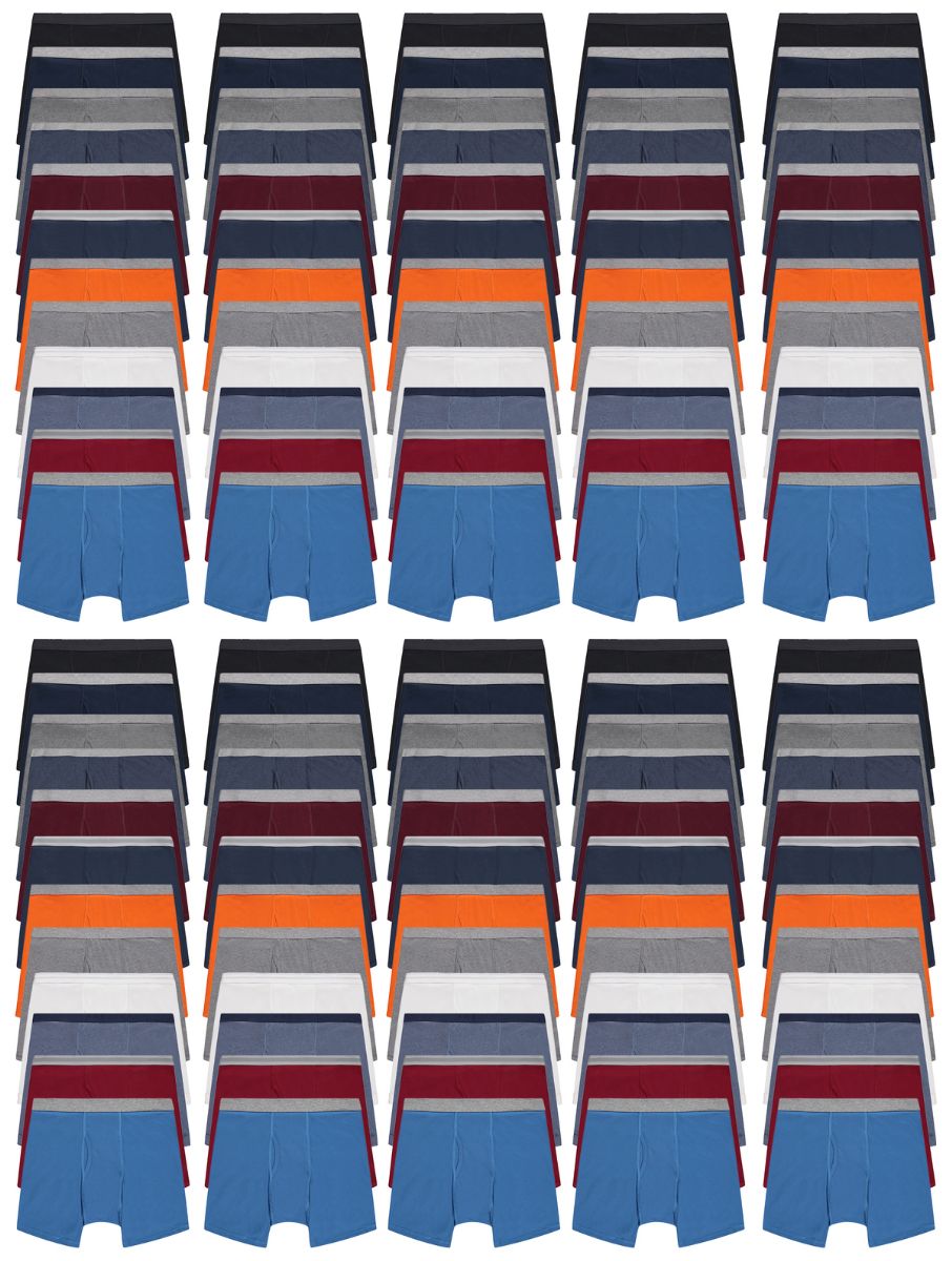 120 Bulk Men's Cotton Underwear Boxer Briefs In Assorted Colors Size X-Large