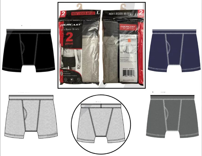 144 Bulk 144 Mens 2pk Colored Boxer Brief S-XL