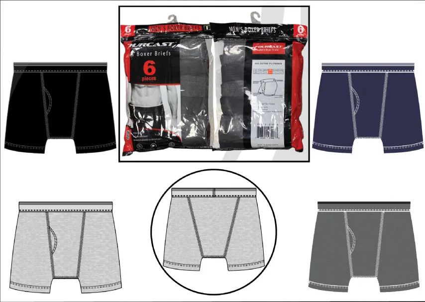 48 Bulk Mens 6pk Colored Boxer Brief S-xl