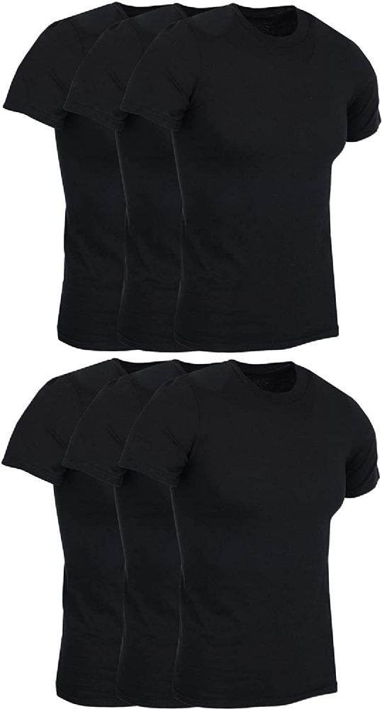 6 Bulk Mens Black Cotton Crew Neck T Shirt Size Xlarge