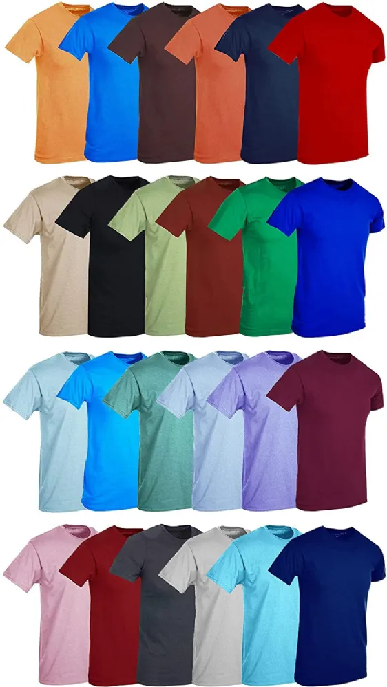 12 Bulk Mens Cotton Crew Neck Short Sleeve T Shirt, Assorted Colors, Size 6x Large