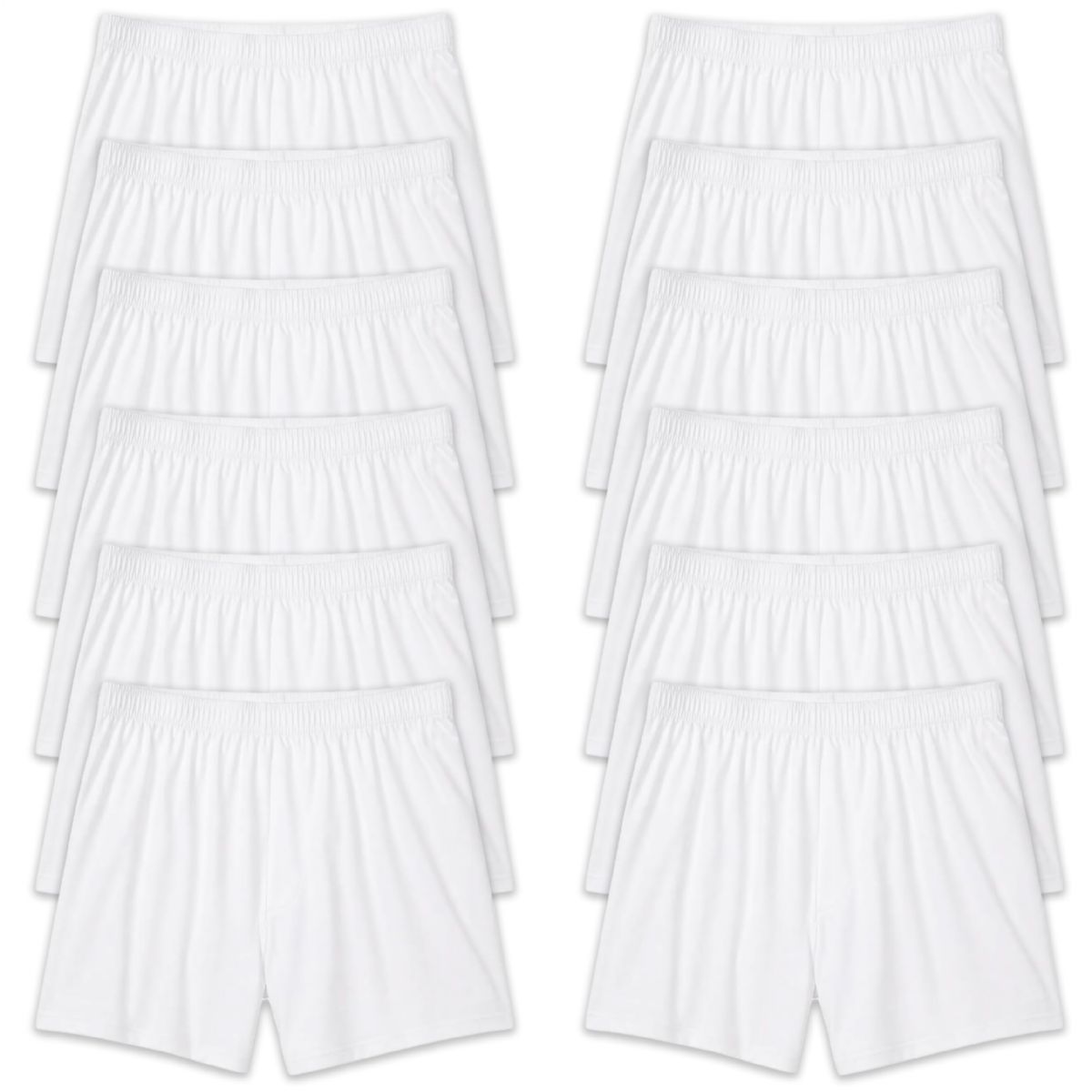 12 Bulk Mens Cotton White Boxer Shorts Size Medium