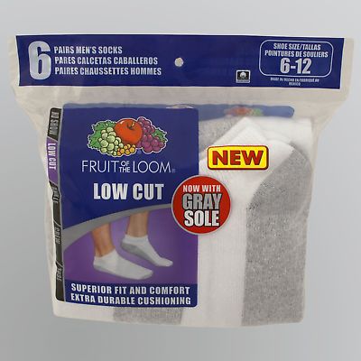 504 Bulk Mens Fruit Of The Loom Low Cut No Show Ankle Socks White - at ...