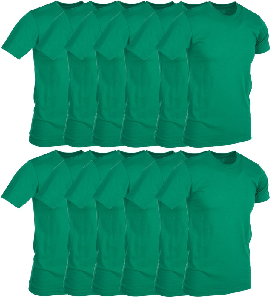 36 Bulk Mens Green Cotton Crew Neck T Shirt Size Small
