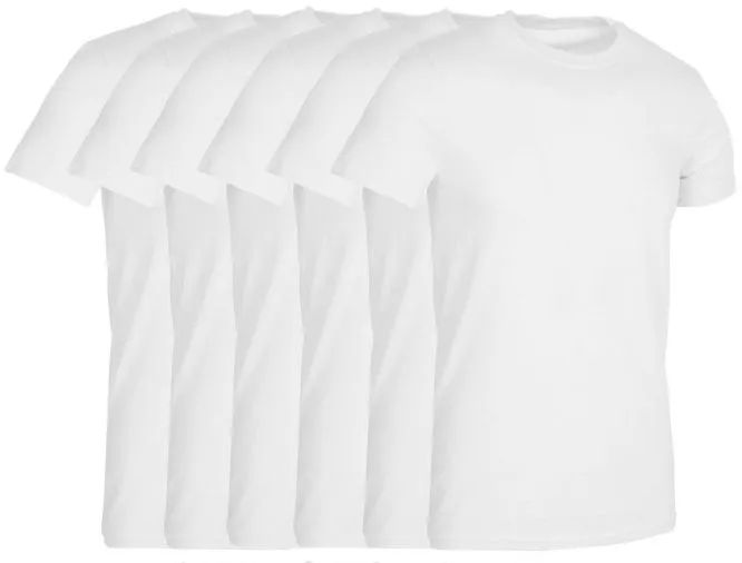 6 Bulk Mens White Cotton Crew Neck T Shirt Size Xlarge