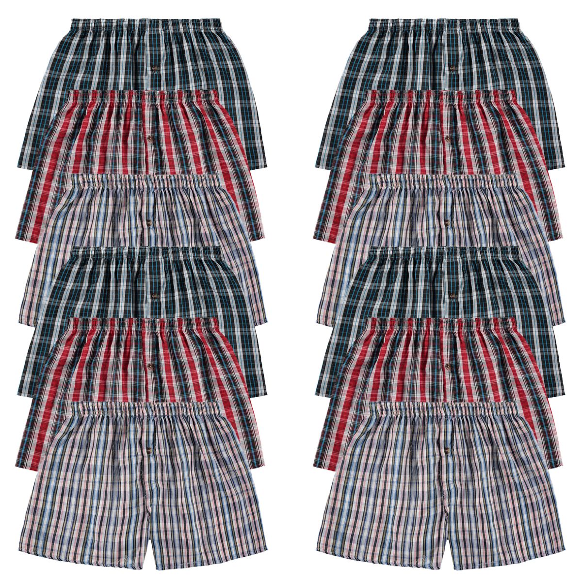 12 Bulk Mens Woven Plaid Boxer Shorts Size Small