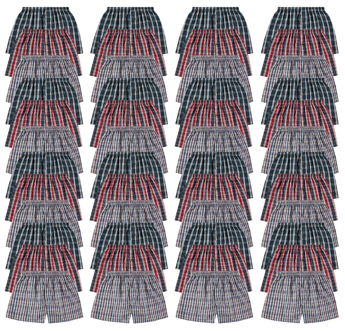 48 Bulk Mens Woven Plaid Boxer Shorts Size Large