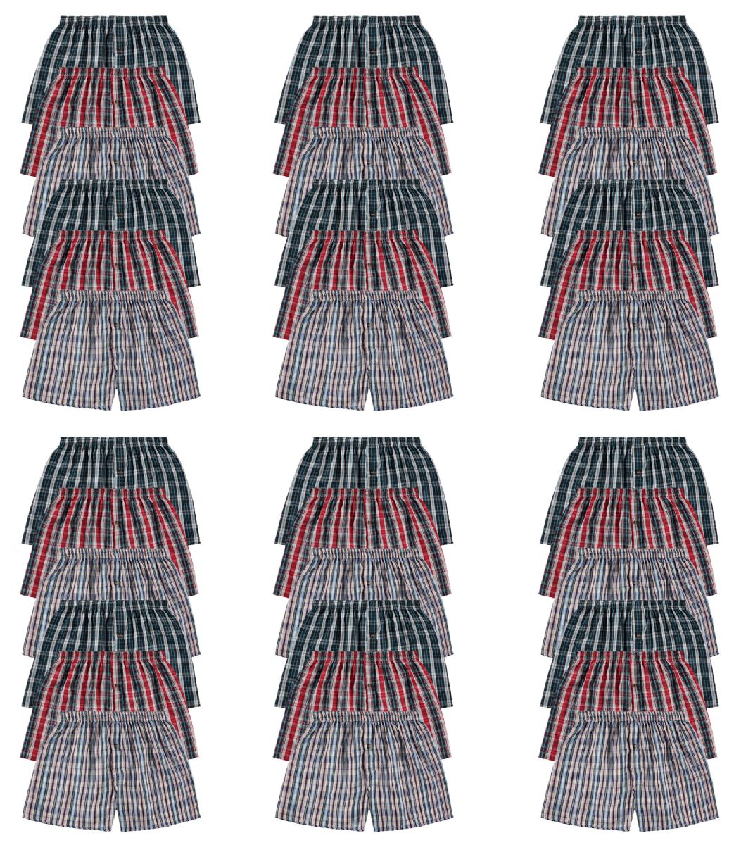 36 Bulk Mens Woven Plaid Boxer Shorts Size Large
