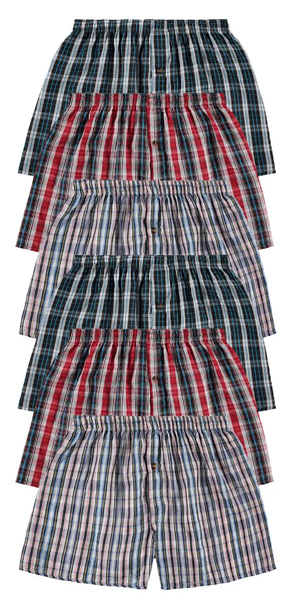 6 Bulk Mens Woven Plaid Boxer Shorts Size Large