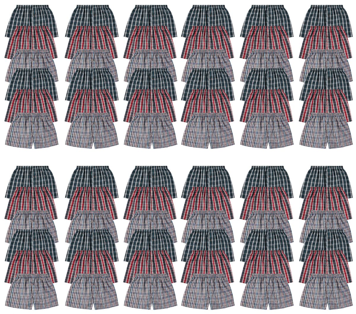 60 Bulk Mens Woven Plaid Boxer Shorts Size Medium