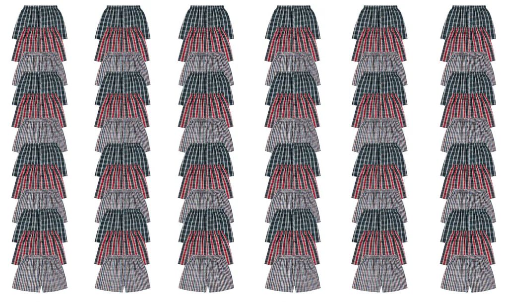 96 Bulk Mens Woven Plaid Boxer Shorts Size 2XLarge