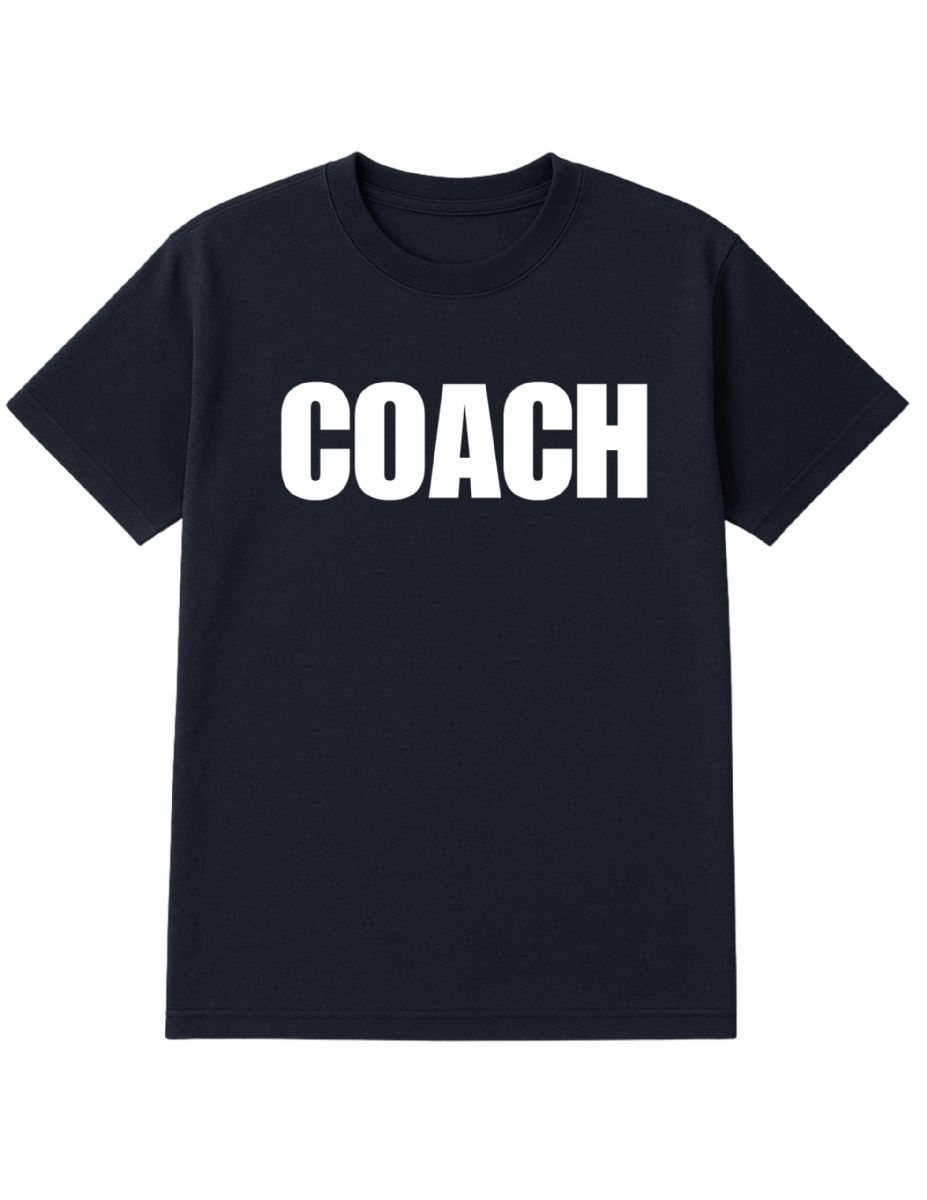 48 Bulk Navy Coach T-Shirt Size L, Cotton Blend Printed In Usa For Sports & Team Leaders