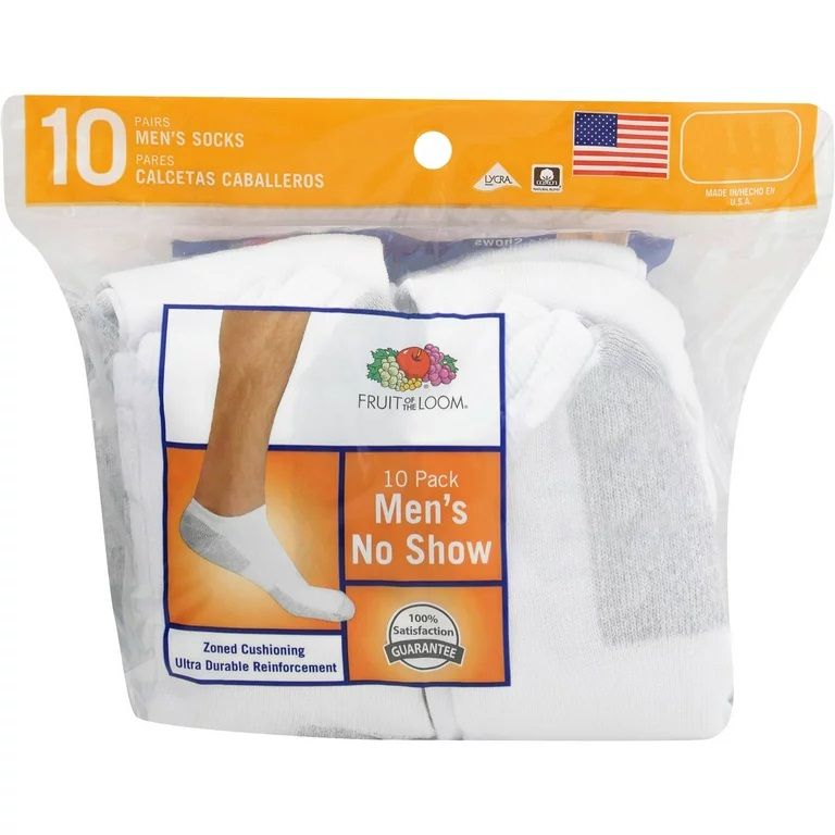 360 Bulk Men Fruit Of The Loom No Show Ankle Sock White Size 6-12 - at ...