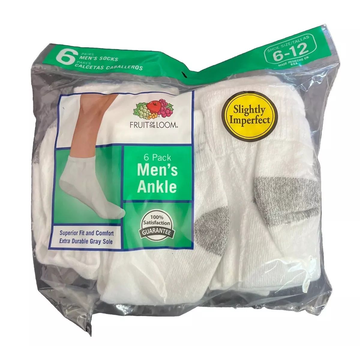 360 Bulk Men Fruit Of The Loom Ankle Sock White Size 6-12 - at ...