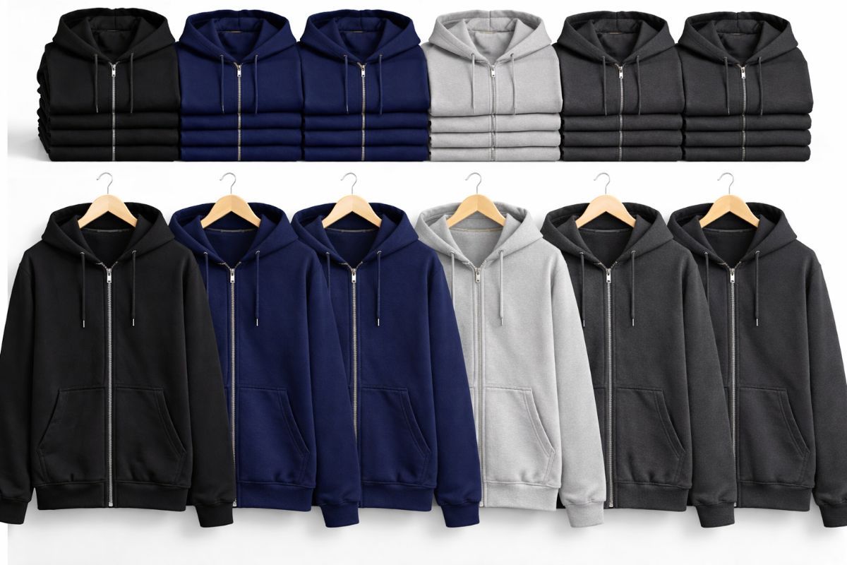 24 Bulk Unisex Cotton Zip Up Hoodies Assorted Dark Colors Size 2X-Large
