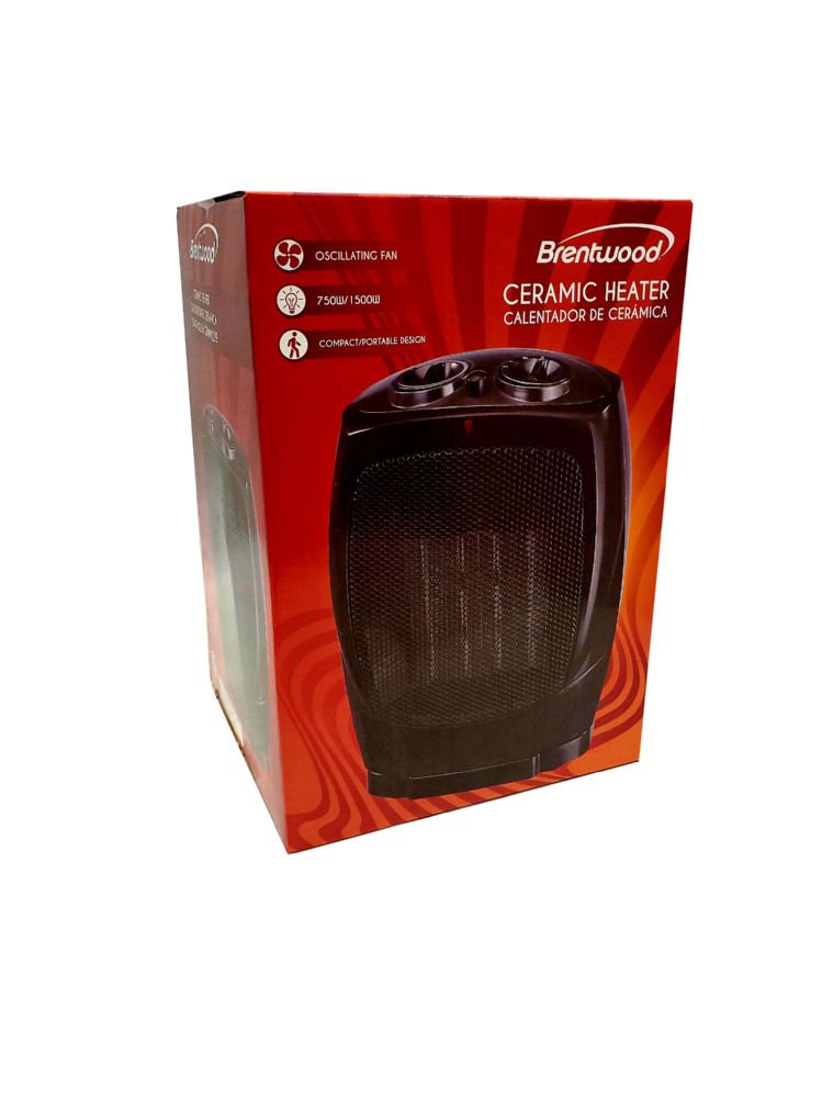 6 Bulk Brentwood Ceramic Fan Heater 1500 Wat 3 Settings, Adjustable Thermo  Stat - at - bluestarempire.com