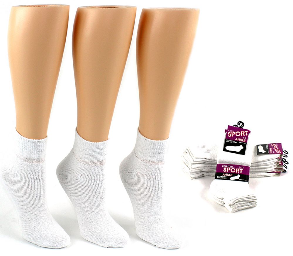 Wholesale Women's Athletic Ankle Socks White Size 911 at