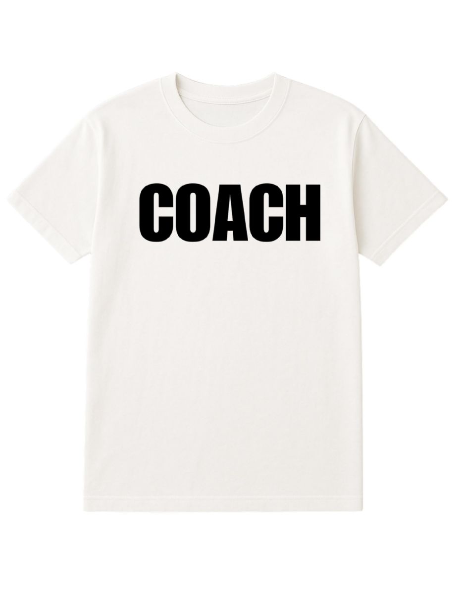 6 Bulk White Coach T-Shirt Size M, Cotton Blend Printed In Usa For Sports, Teams & Athletic Staff