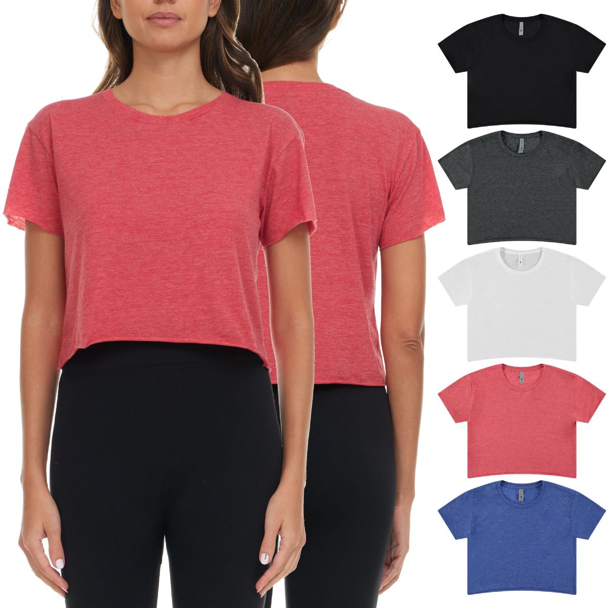 12 Bulk Womens Assorted Color Cotton Crop Tops Size 2xlarge