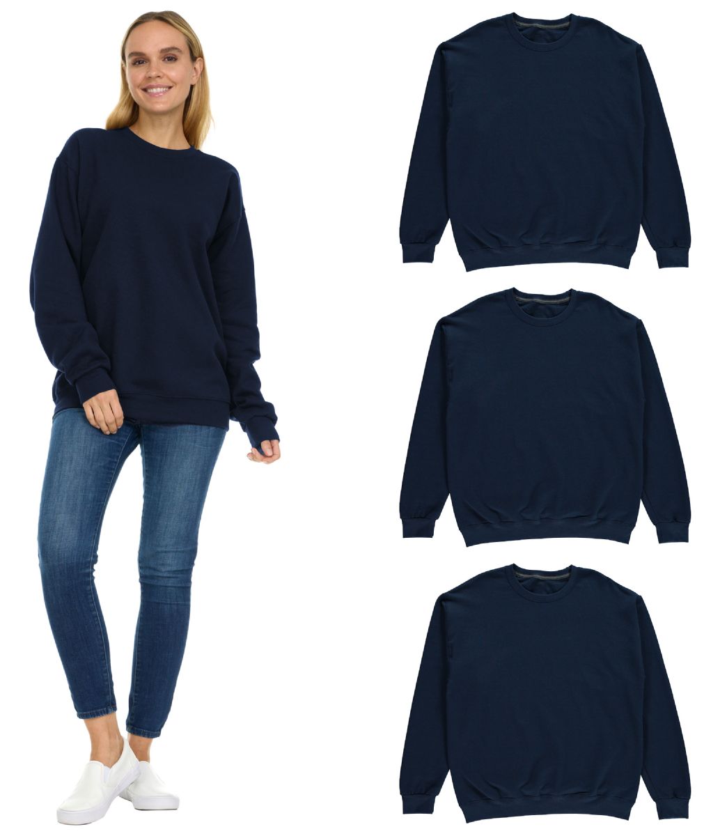36 Bulk Womens Over Sized Crew Neck Sweat Shirt Navy M