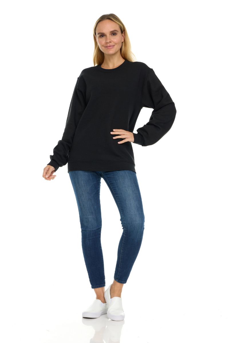 36 Bulk Womens Over Sized Crew Neck Sweat Shirt Black Size 2XL