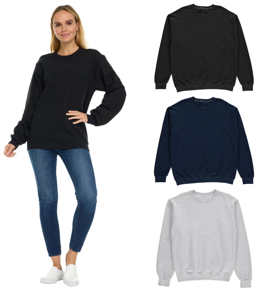 36 Bulk Womens Over Sized Crew Neck Sweat Shirt Assorted Size 3XL