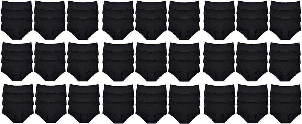 48 Bulk Yacht And Smith 95% Cotton Women's Underwear In Black, Size Xlarge